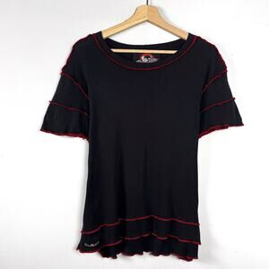 Vtg 2000 Lip Service Lock Stock & Stitches Mens Black TShirt Large Mall Goth Y2K